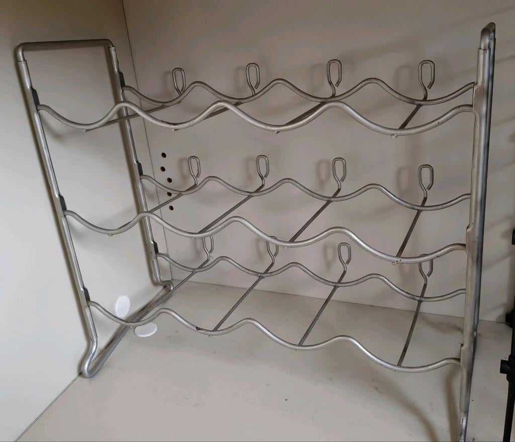 Metalen wijnrek voor 12 flessen, retro vintage, Gebruikt, 5 tot 15 flessen, Ophalen of Verzenden, Metaal