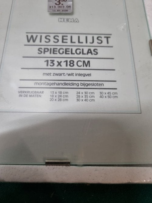 wissellijst 13x18 spiegelglas, Ophalen of Verzenden, 'T Olde Gre-j, Info@toldegrej.nl, Endepoelstraat 20f Didam