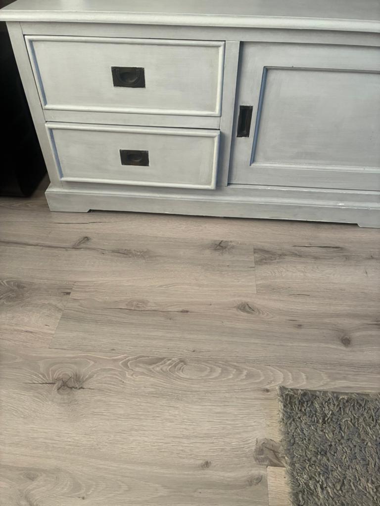 Grijze kast met schuifdeuren en lades, Ophalen, Gebruikt, 100 tot 150 cm, Minder dan 100 cm