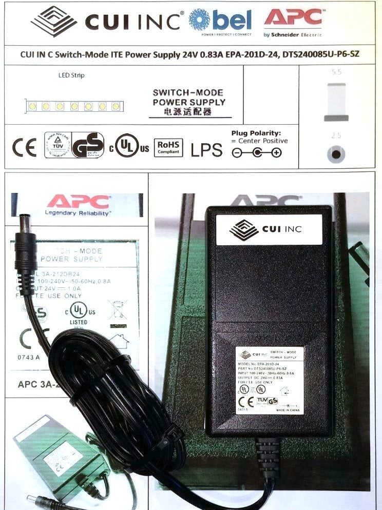CUI INC EPA-201D-24 Adapter 24V 0.83A 20W DTS240085U-P6-SZ, Ophalen of Verzenden, Zo goed als nieuw