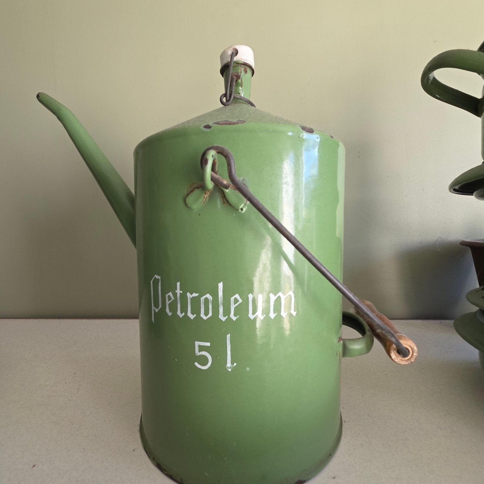 Vintage emaille keukenspullen en.petroleumbus, Antiek en Kunst, Antiek | Emaille, Ophalen of Verzenden