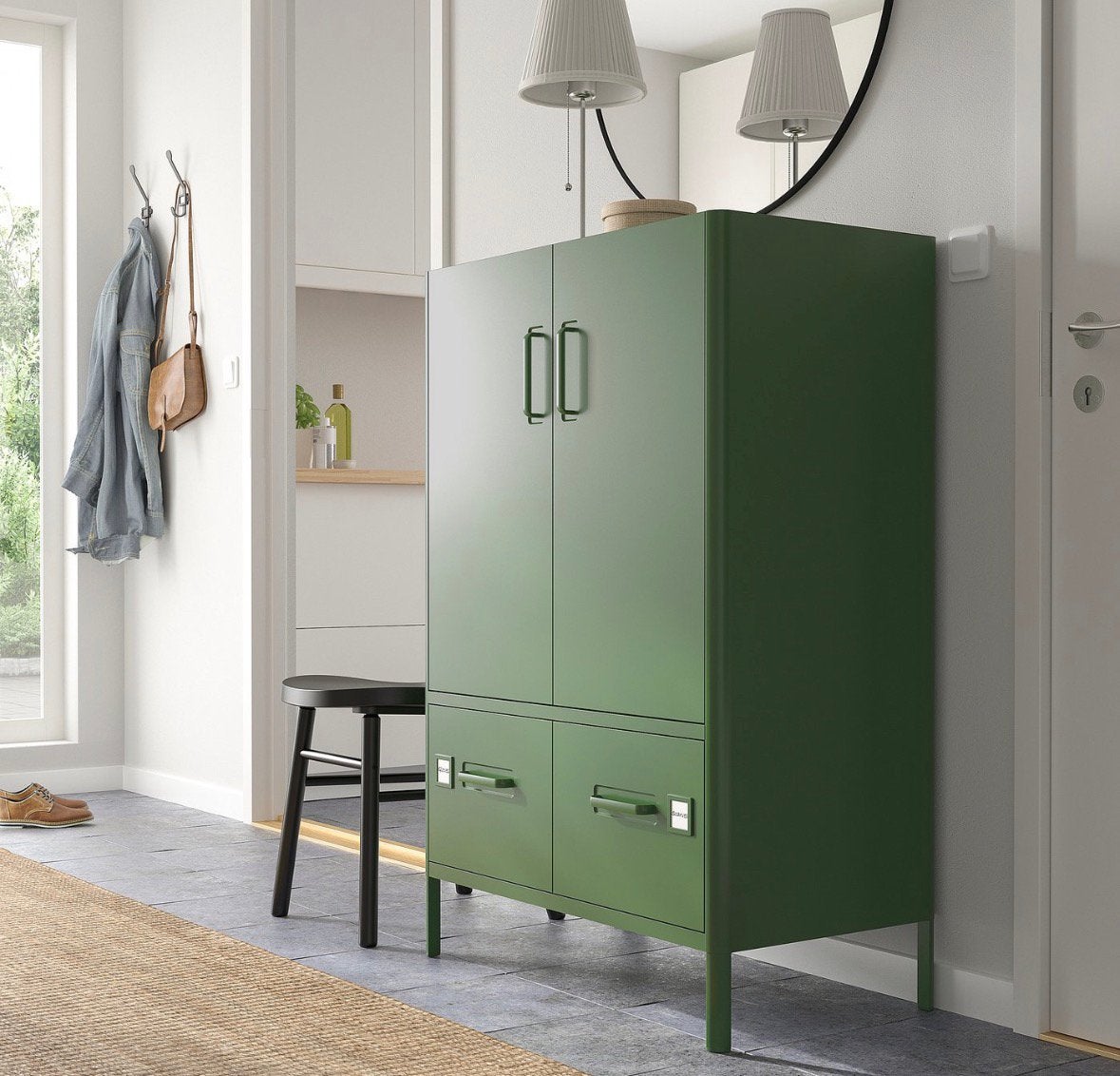 Nieuwe 2 deurs opbergkast Ikea in groen, Ophalen, Zo goed als nieuw