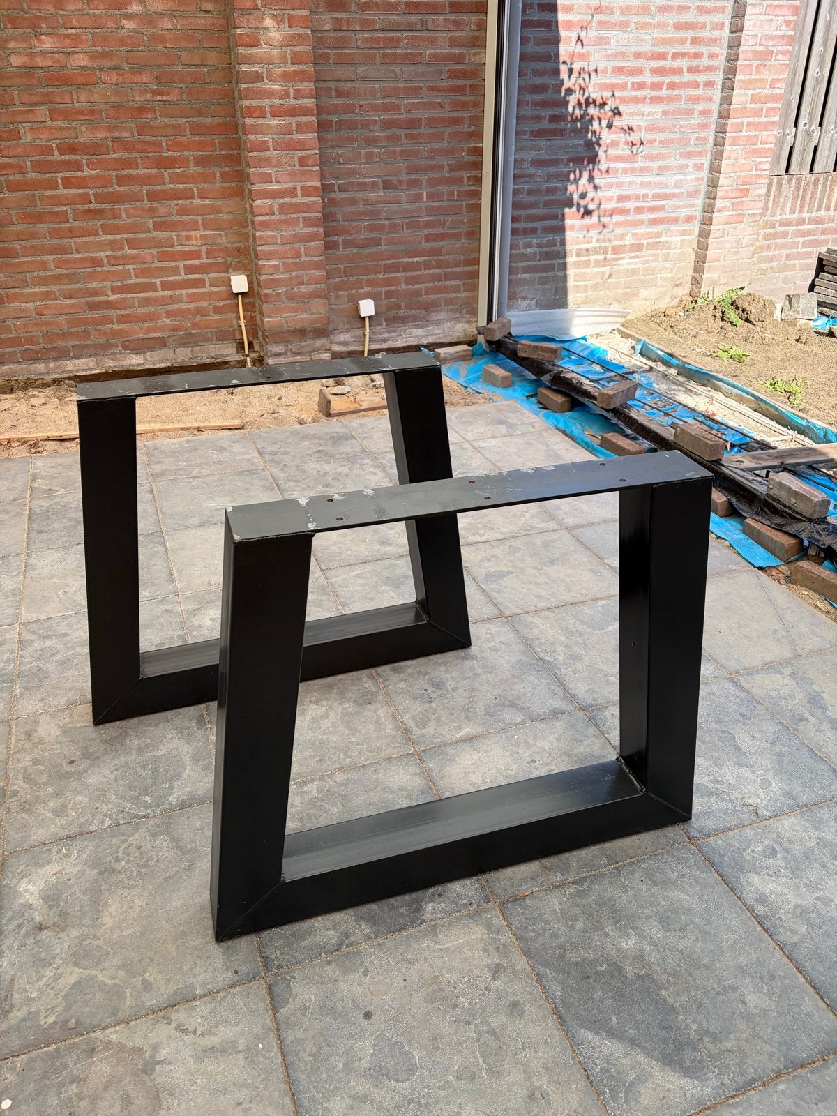 Set van 2 zwarte metalen tafelframes, Tafelpoot, Minder dan 50 cm, Zo goed als nieuw, Metaal