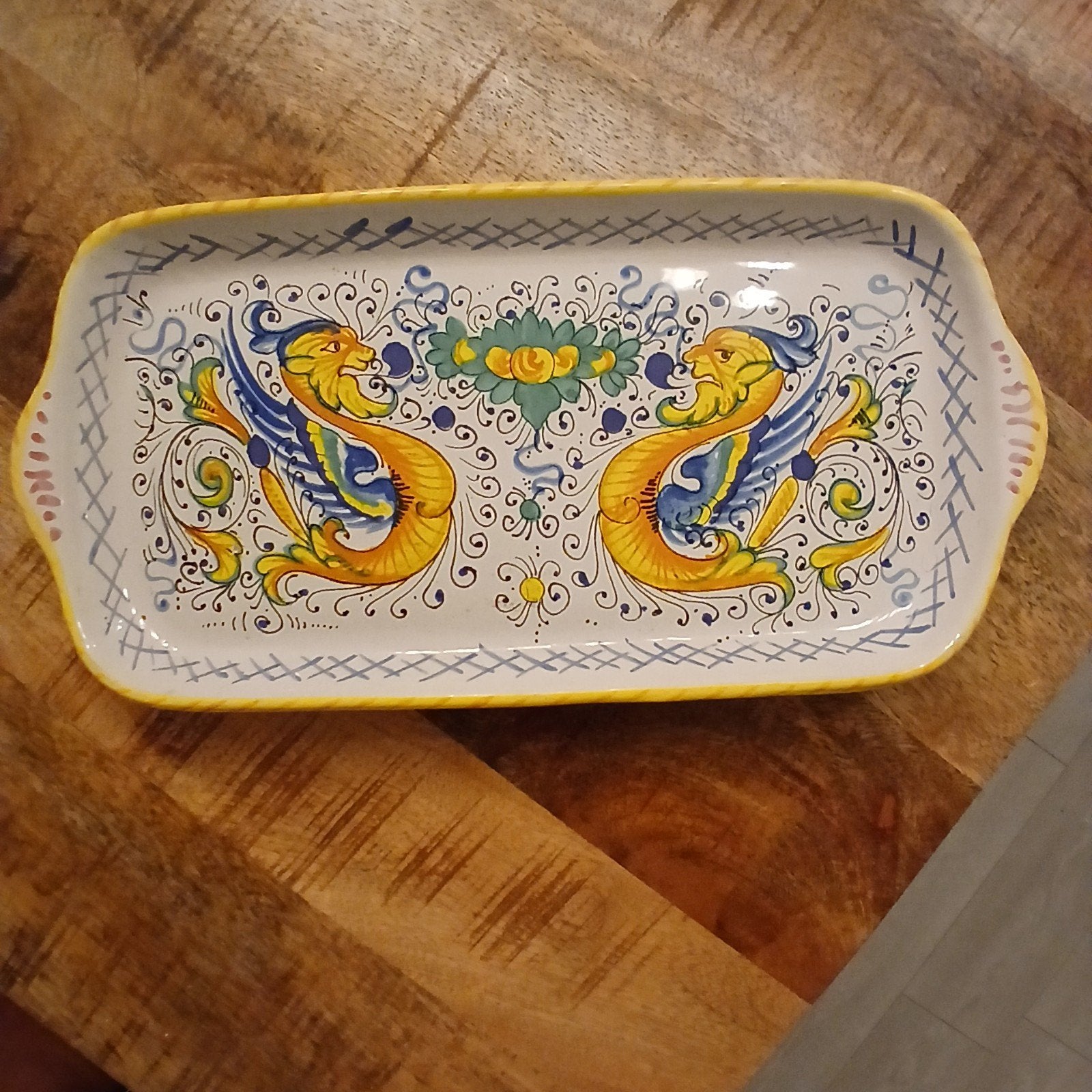 Decoratieve Italiaanse Keramische Schaal met Draken, Ophalen of Verzenden
