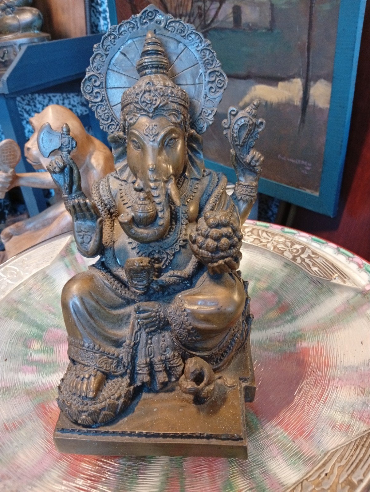 Boeddha en Ganesha Beelden - Religieuze Decoratie, Antiek en Kunst, Ophalen of Verzenden, Gepatineerd, 20 - 50 cm, Beeld