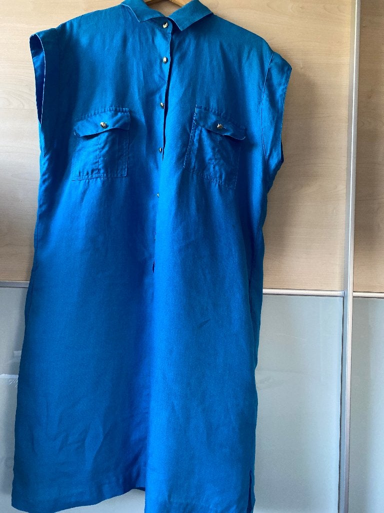 Linnen jurk blauw  38, Ophalen of Verzenden, Zo goed als nieuw, Maat 38/40 (M), Blauw