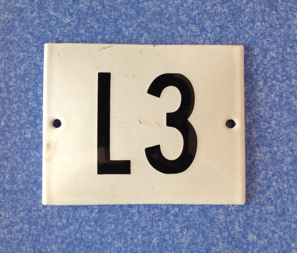 Emaille plaatje schildje bordje L3, Ophalen of Verzenden
