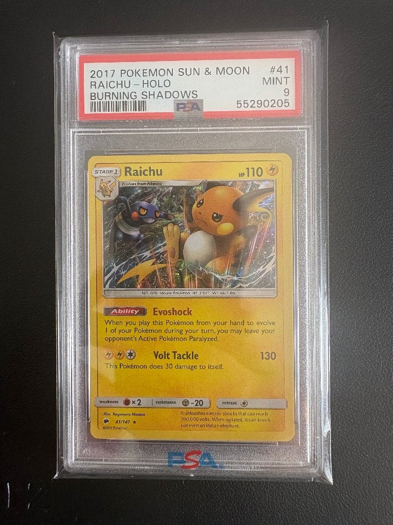 Raichu (BUS 41) - PSA 9, Ophalen of Verzenden, Nieuw, Losse kaart