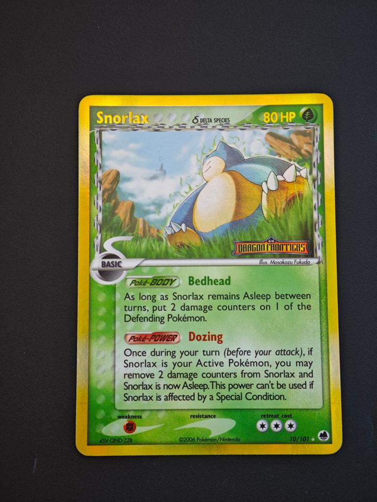 Snorlax Delta Species Pokémon Kaart 10/101 Dragon Frontiers, Ophalen of Verzenden, Zo goed als nieuw, Losse kaart