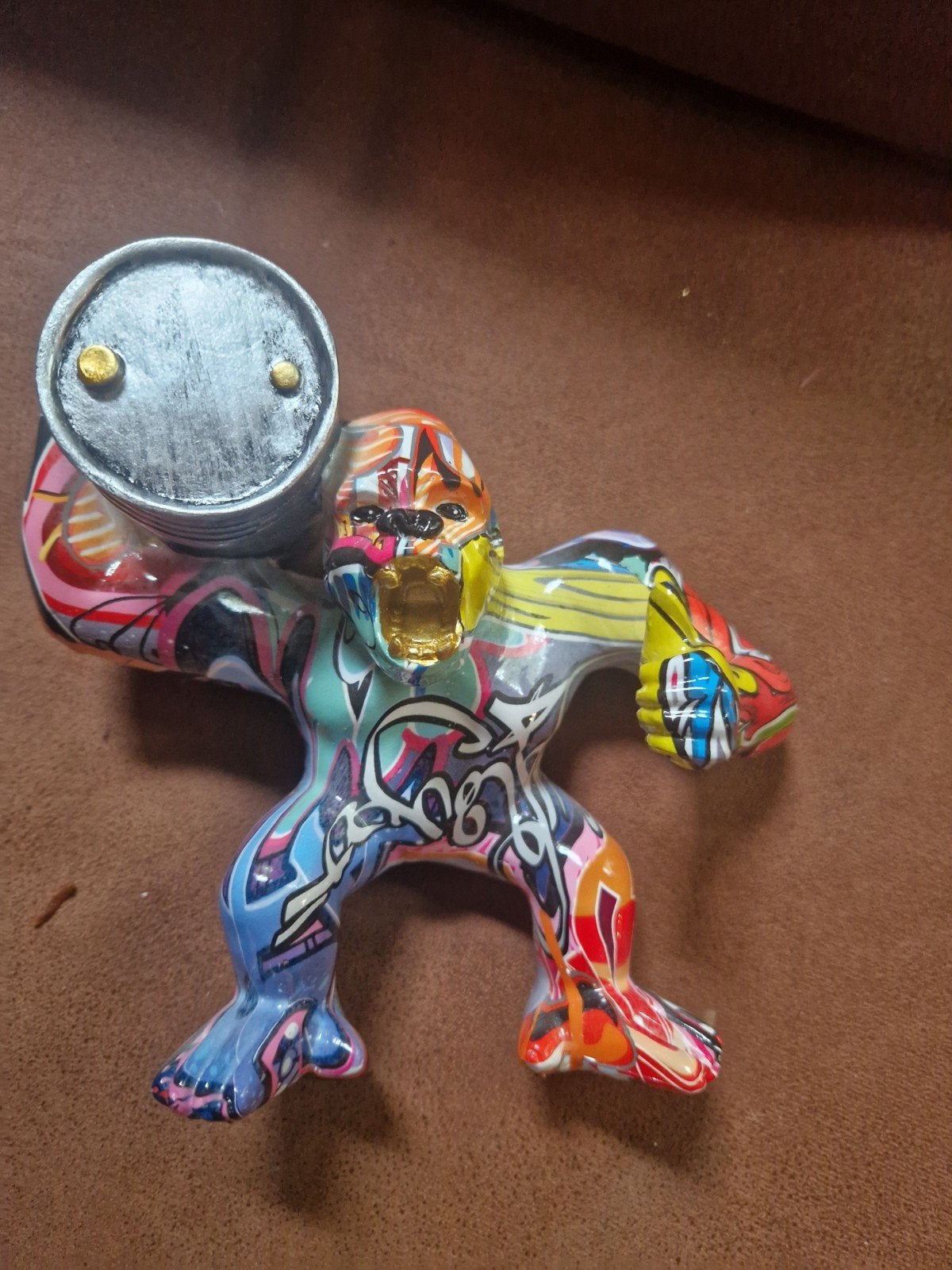 Kleurrijk gorilla beeld met graffiti-stijl, Ophalen, Kunststof, Zoogdier, 20 - 50 cm