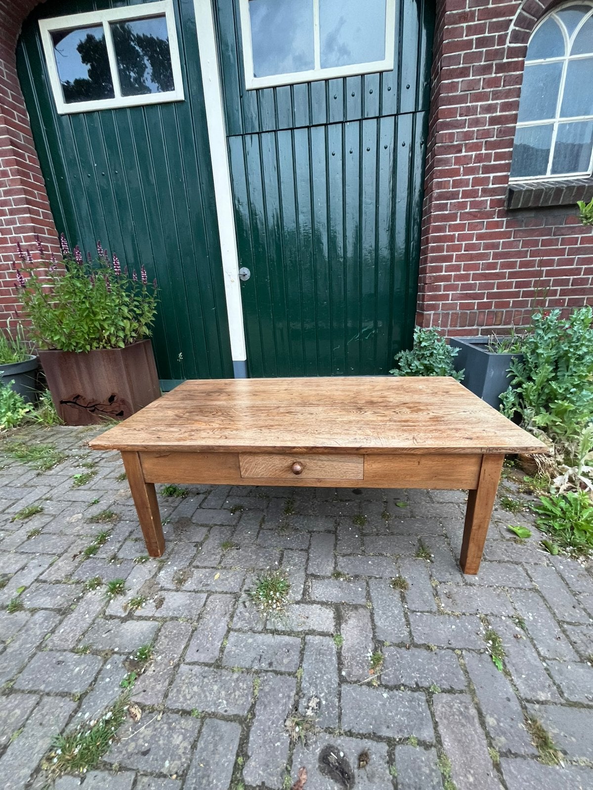 Salontafel eiken met lade, Ophalen, Gebruikt, 50 tot 100 cm, 100 tot 150 cm