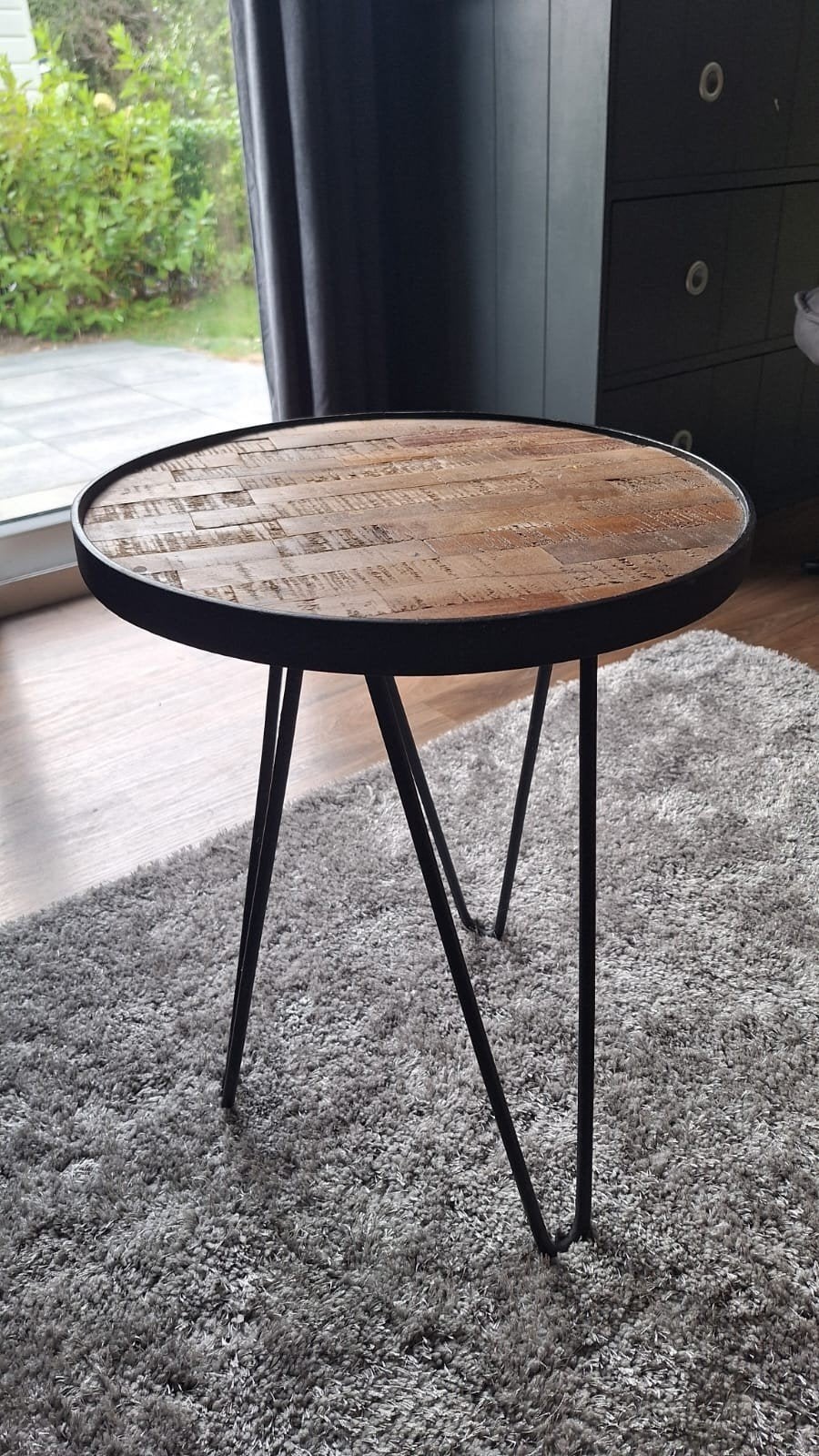 WOOOD Rond Bijzettafeltje - Industrieel/Scandinavisch, Minder dan 45 cm, Minder dan 55 cm, Gebruikt, Rond