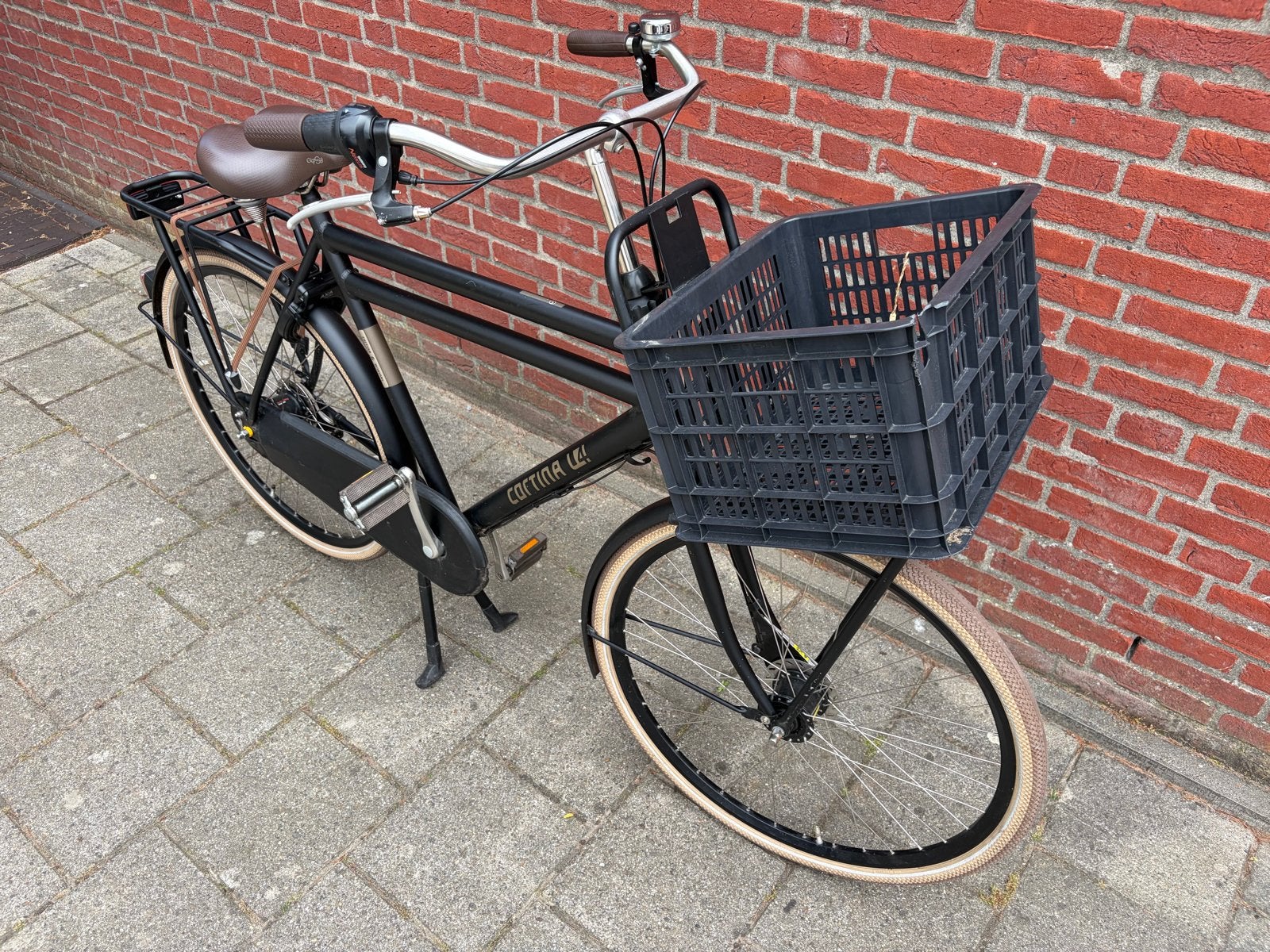 Cortina U4 Transportfiets Heren 61 cm Jet Black Matt, Fietsen en Brommers, Fietsen | Heren | Herenfietsen, Terugtraprem, Gebruikt