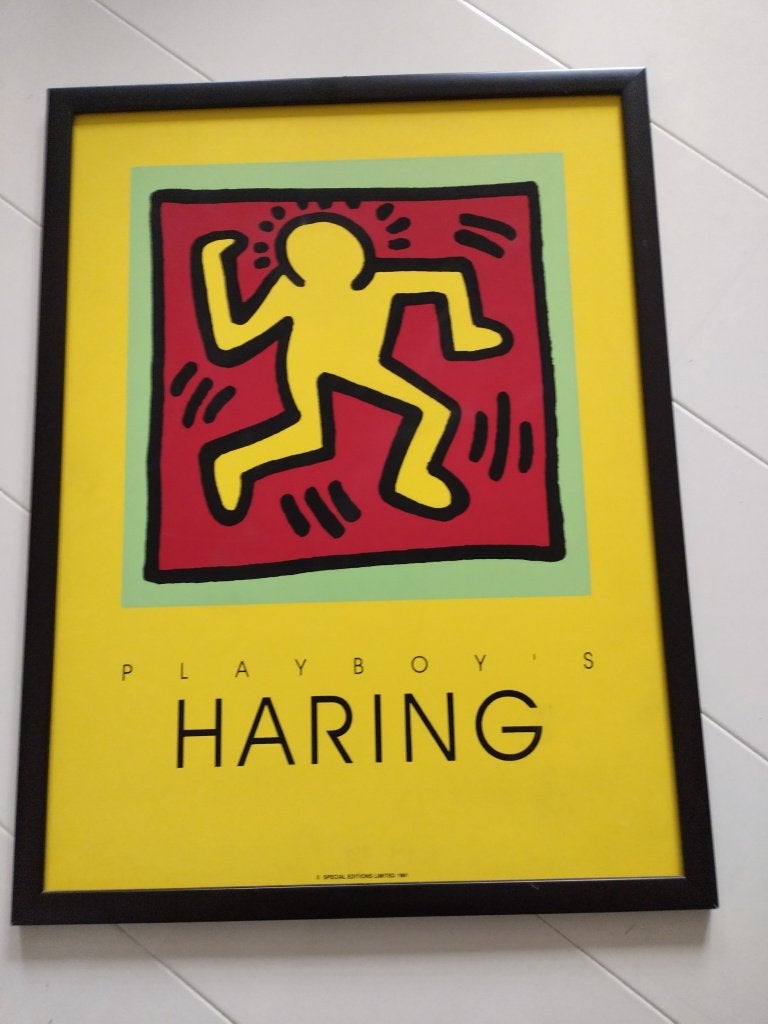 Playboy - Keith Haring zeefdruk ingelijst, Ophalen of Verzenden, Ingelijst, Portret en Figuren, Zeefdruk