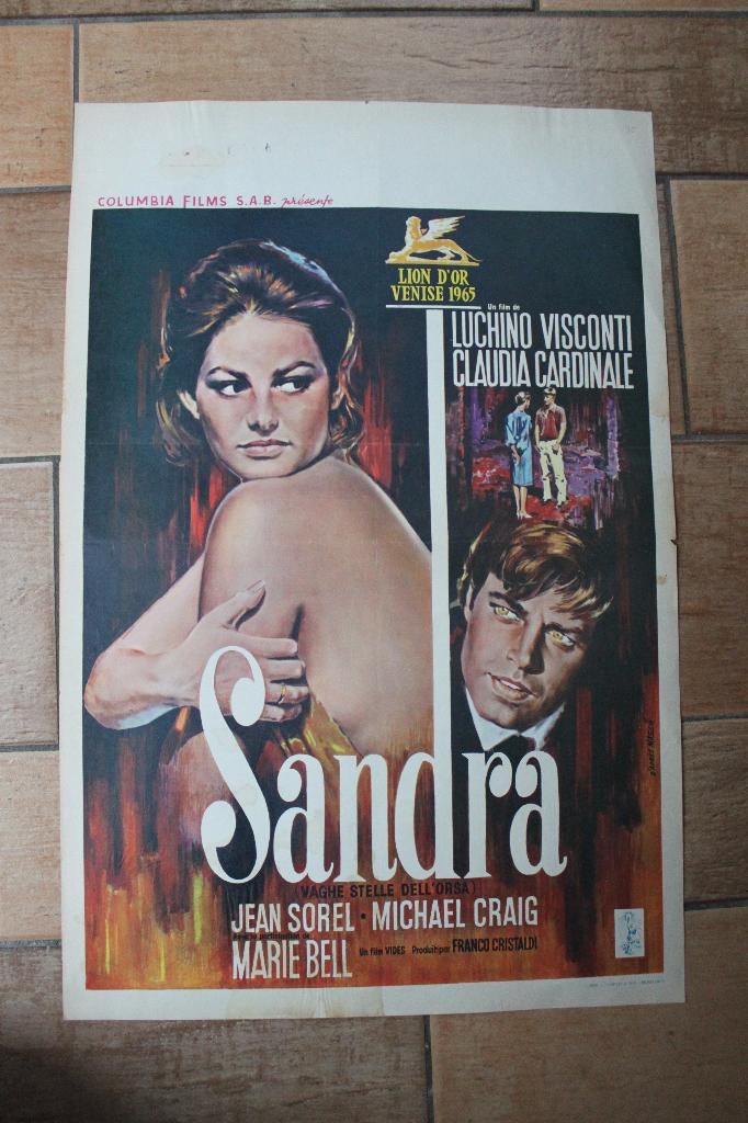 filmaffiche Claudia Cardinale Sandra 1965 filmposter, Rechthoekig Staand, Ophalen of Verzenden, Zo goed als nieuw, A1 t/m A3