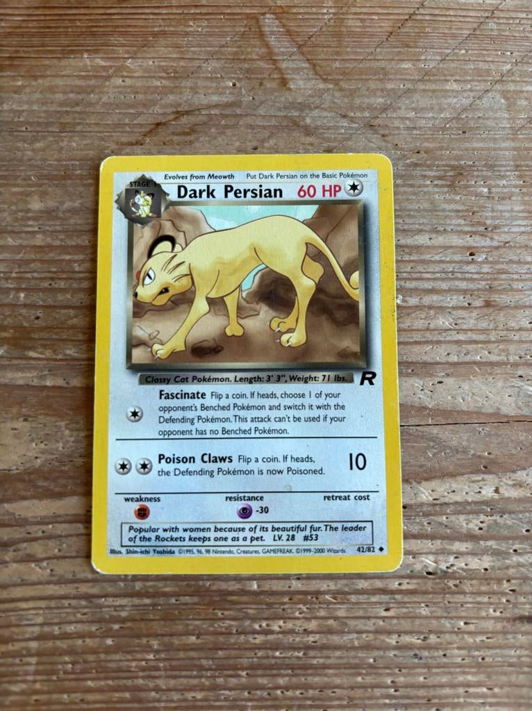 Dark Persian Team Rocket Pokémon Kaart (Engels), Ophalen of Verzenden, Gebruikt, Losse kaart