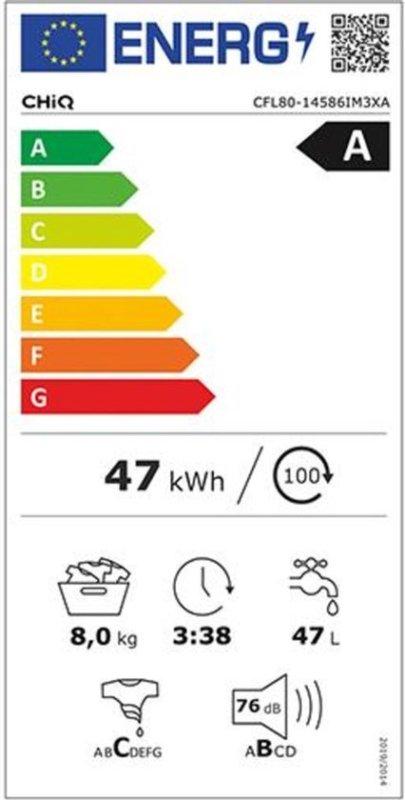 CHiQ wasmachine CFL80-14586IM3XA - 8 kg, 1200 tot 1600 toeren, Fabrieksweg 9 5683 PN Best, Minder dan 85 cm, Info@witgoedservicecc.nl