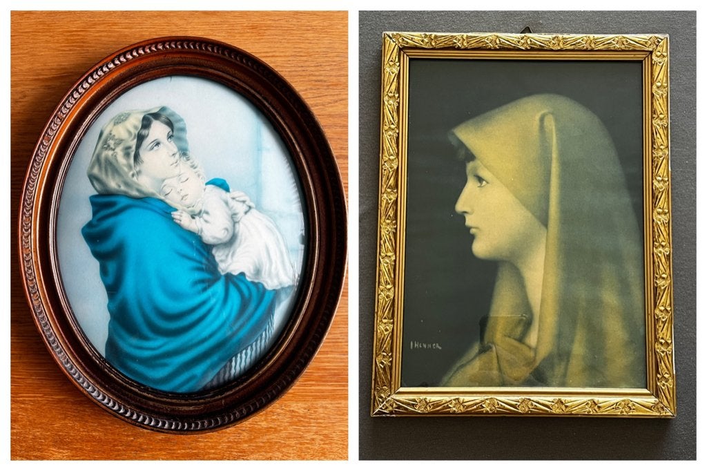 2 LIJSTEN MET MARIA/MADONNA MET KIND UIT DE JAREN 50/60, Ophalen of Verzenden
