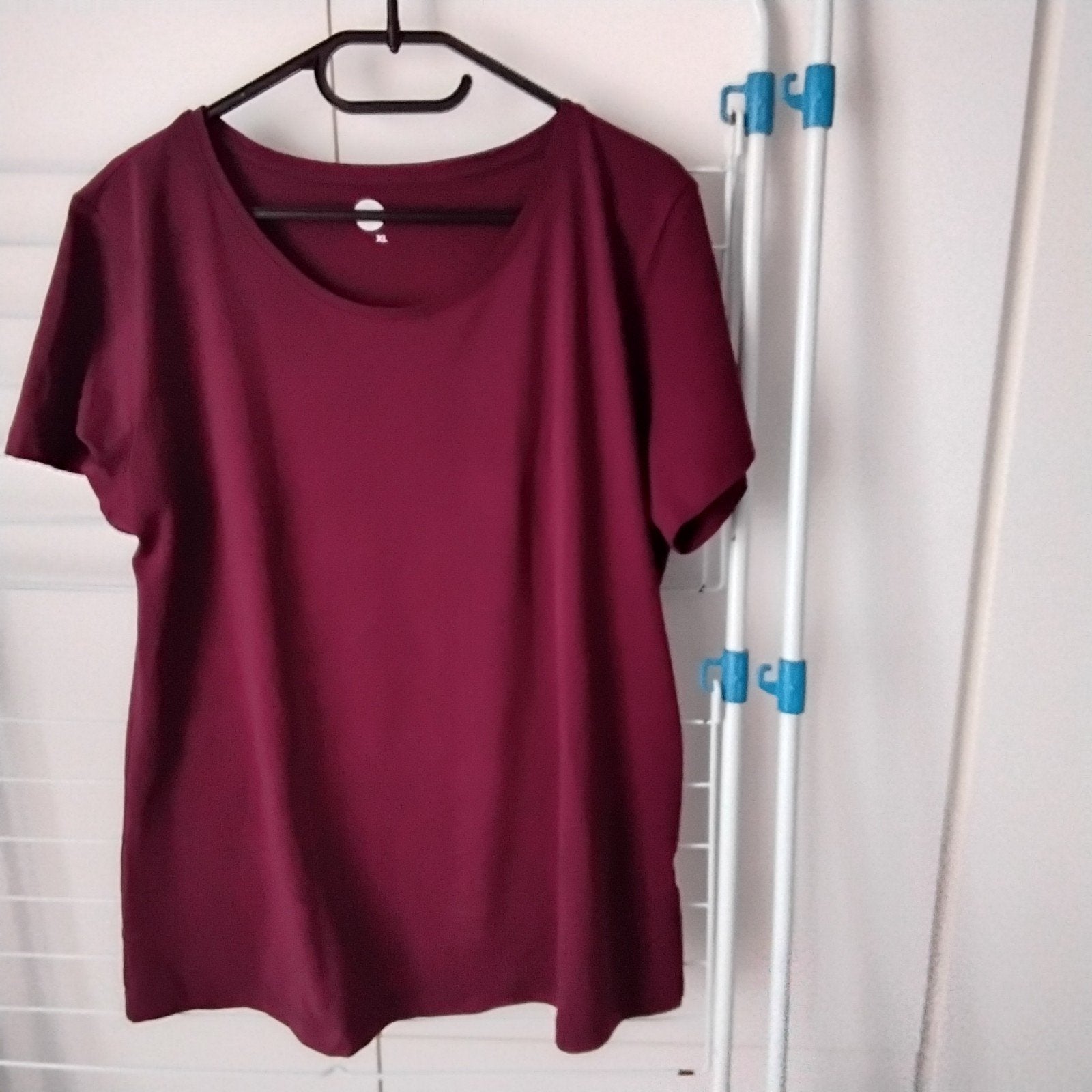 dames T- Shirt maat XL  van katoen/ elastan bordeau., Ophalen of Verzenden, Zo goed als nieuw, Maat 42/44 (L), Korte mouw