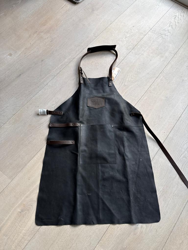 Grill Master Schort - Zwart Leer, Tuin en Terras, Ophalen, Nieuw