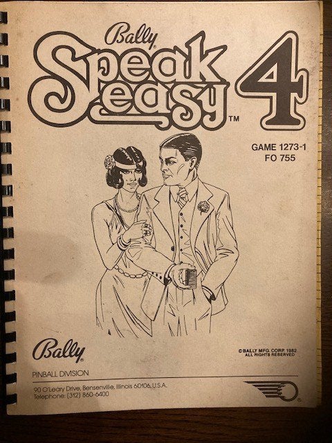 BALLY SPEAK EASY 4 MANUAL, Verzamelen, Automaten | Flipperkasten, Elektronisch, Bally, Ophalen of Verzenden, Zo goed als nieuw