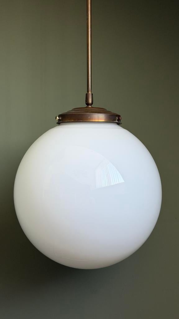 Vintage hanglamp pendellamp Gispen Giso art deco Bol ‘30, Ophalen of Verzenden, Zo goed als nieuw, Glas, Minder dan 50 cm