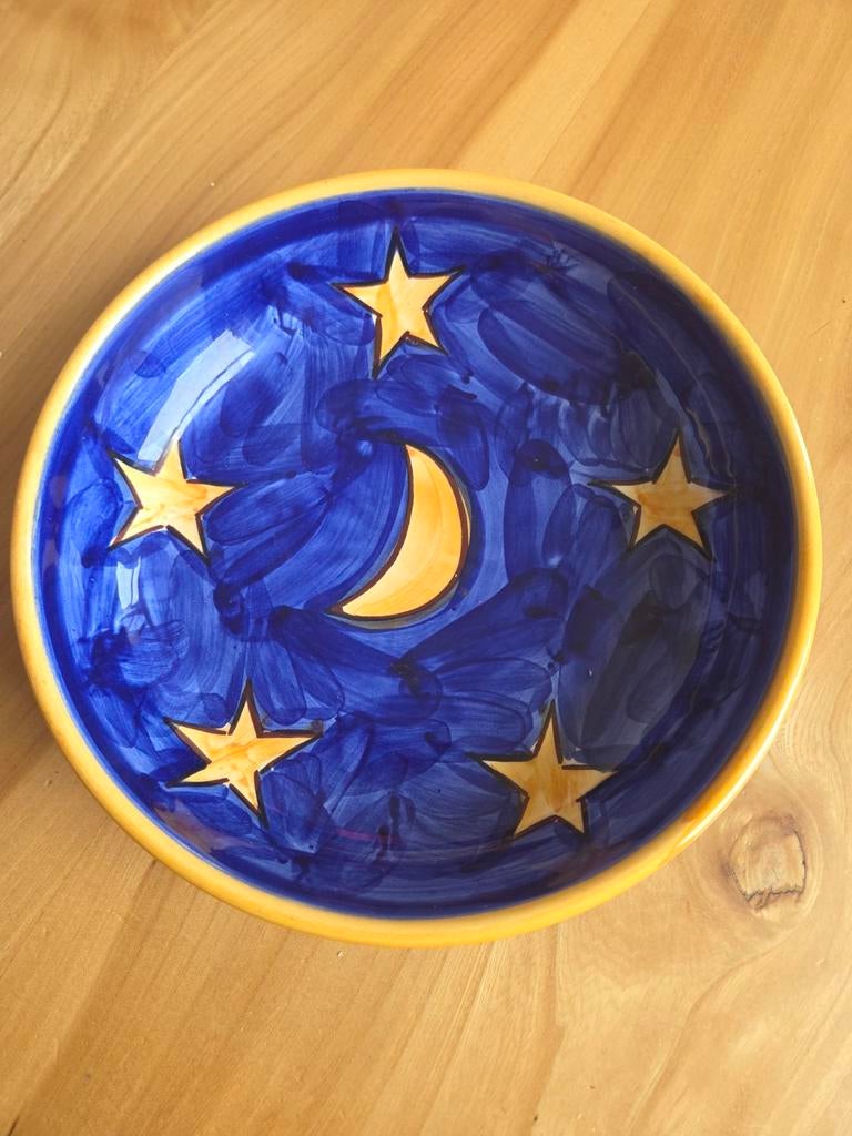 FANFOART Schaal met maan en sterren - Handgeschilderd, Huis en Inrichting, Keuken | Servies, Ophalen of Verzenden, Overige stijlen