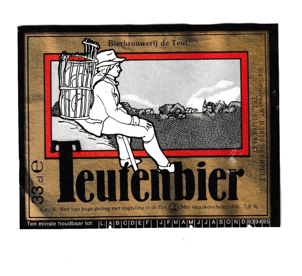 Bieretiket Brouwerij De Teut, Neerpelt -  België, Ophalen of Verzenden, Zo goed als nieuw, Overige typen, Overige merken