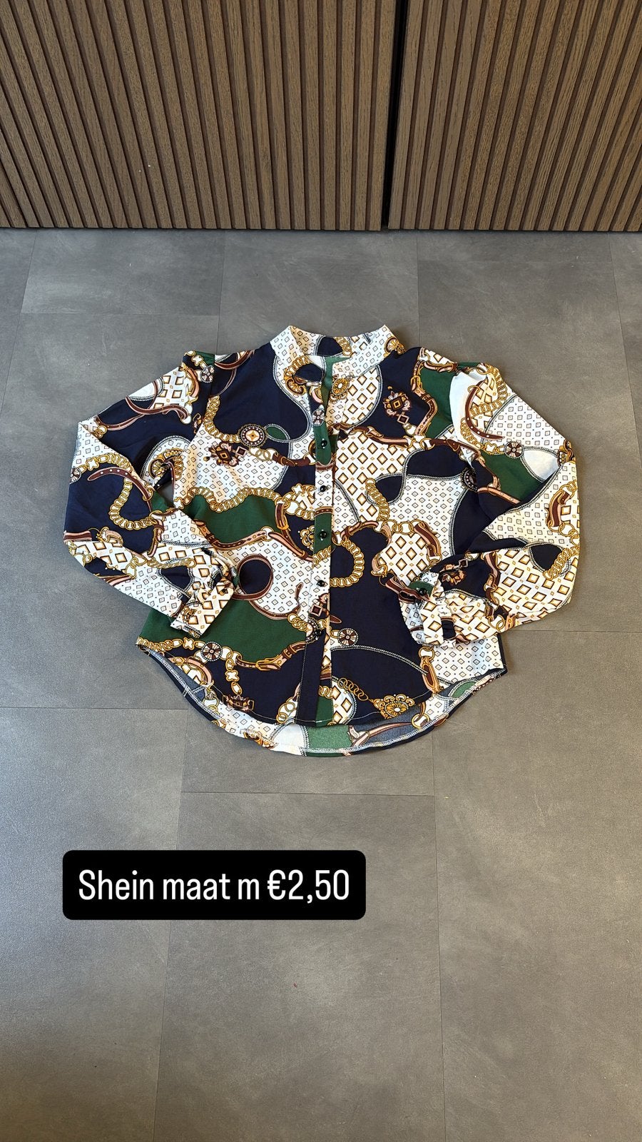 Mooie blouse van Shein met een opvallende barok/kettingprint, Blauw, ., Ophalen of Verzenden, Zo goed als nieuw