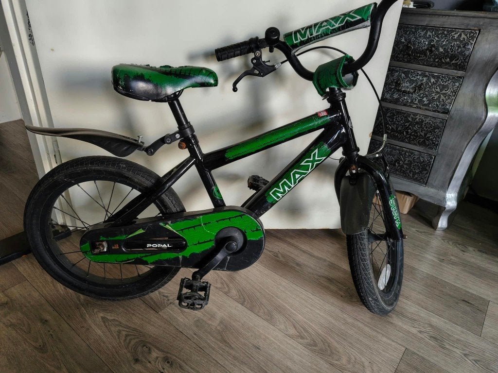 🟢 Stoere jongens fiets 16 inch 🟢, Fietsen en Brommers, Ophalen, Terugtraprem, Gebruikt, Handrem