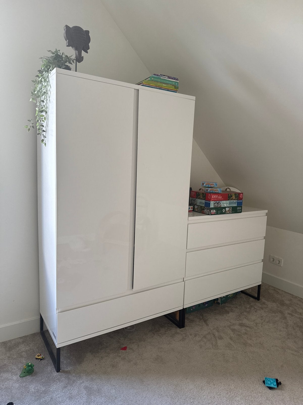 Witte Kast en Ladeskast - Modern Design, Ophalen, Overige materialen, Gebruikt, 100 tot 150 cm