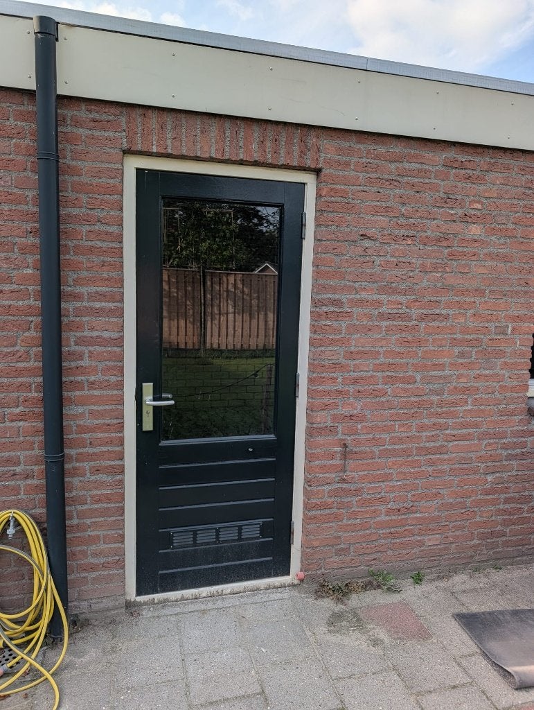 2 Groene Buitendeuren met Enkel Glas - 211,2x82,5 cm, Ophalen, Gebruikt, 80 tot 100 cm, Buitendeur