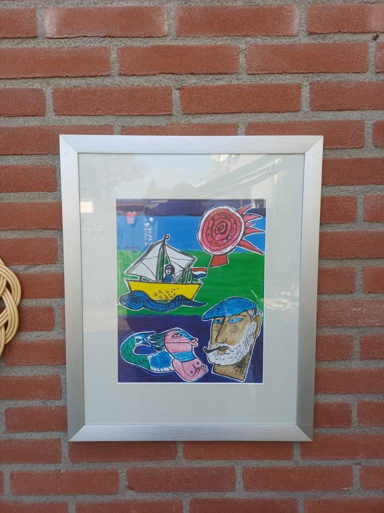 Corneille  zelfportret kleur zeefdruk gesigneerd cobra kunst, Antiek en Kunst, Kunst | Litho's en Zeefdrukken, Ophalen of Verzenden
