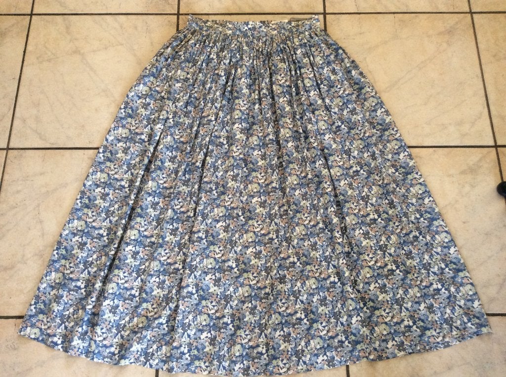 ROK van MINX blauw gebloemd 100% Viscose mt. 38/40, Maat 38/40 (M), MINX, Gedragen, Onder de knie