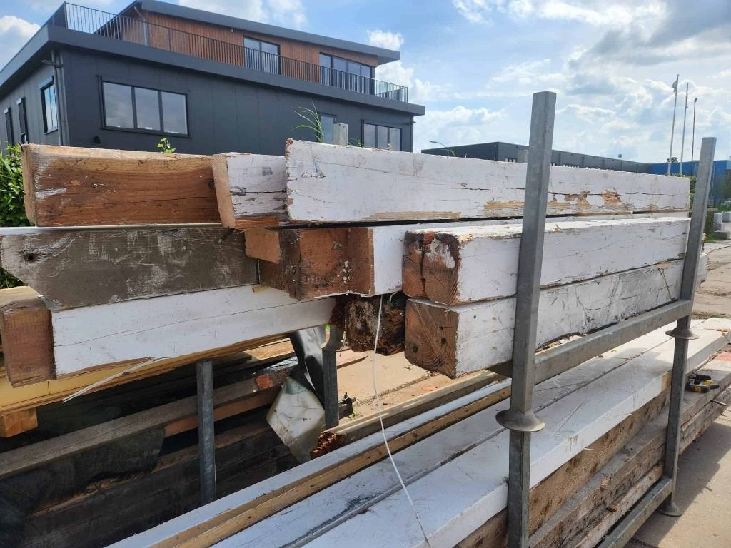 26127 - Douglas balken, wit geverfd, Ophalen, Gebruikt, 250 cm of meer, Balken