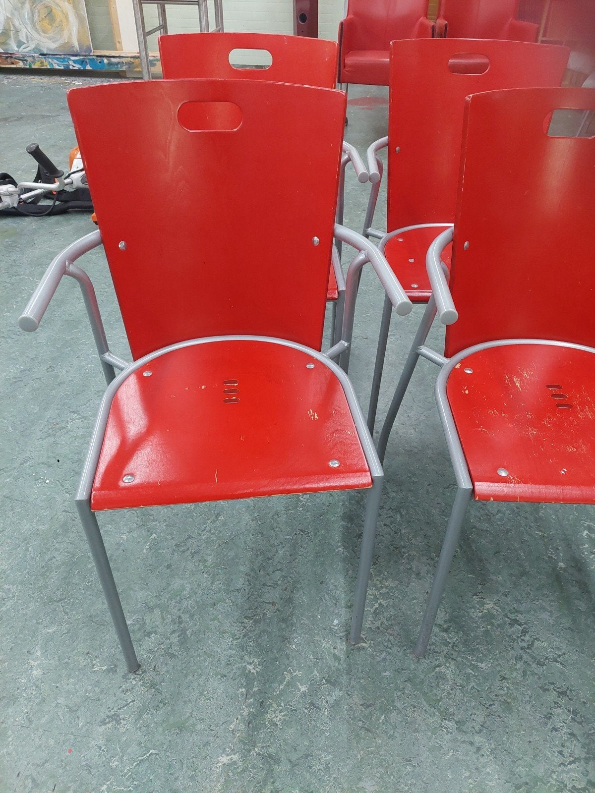 IKEA Stapelbare Stoelen - Rood Gelamineerd Hout & Metaal, Ophalen, Gebruikt, Rood, Hout