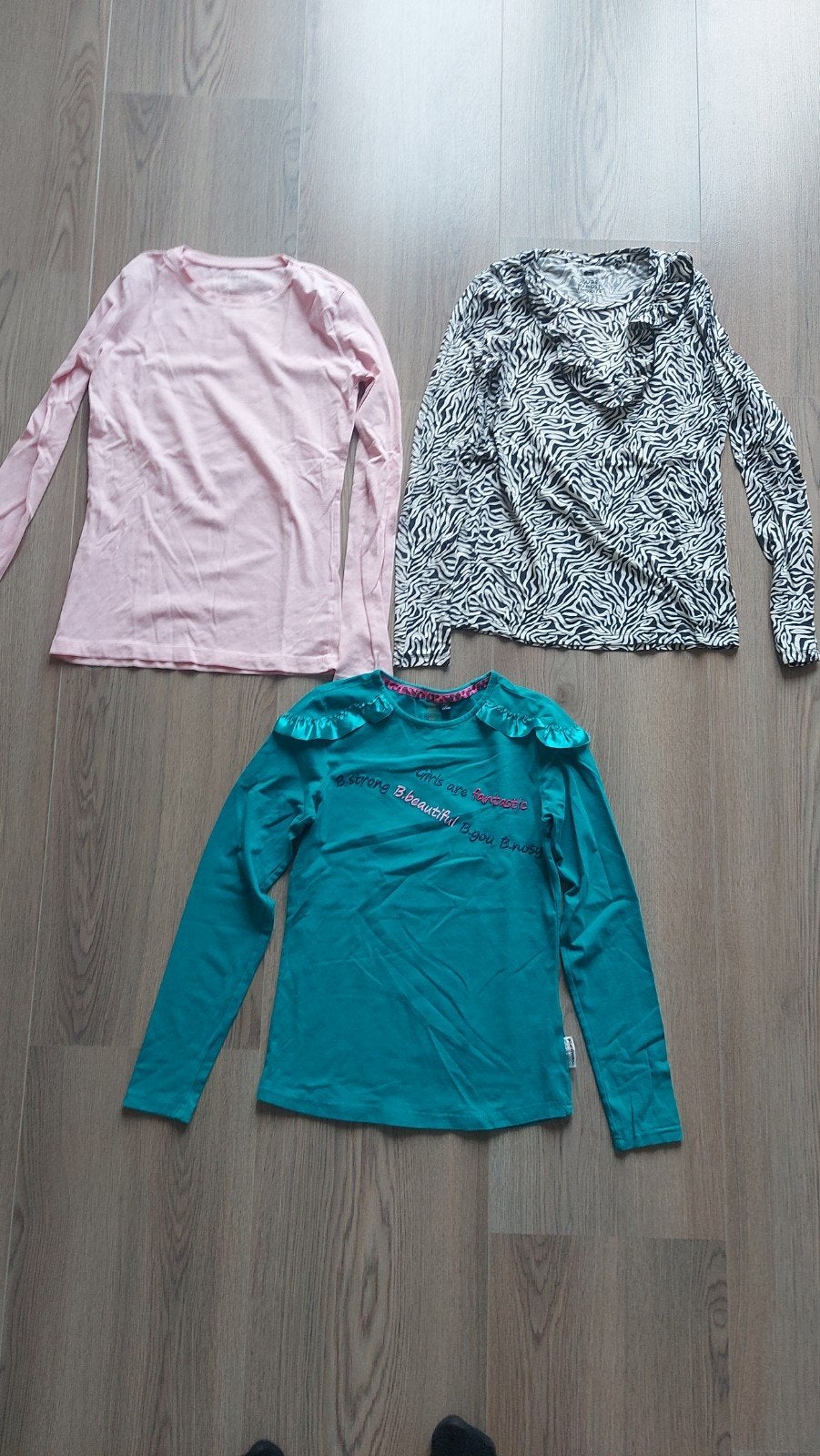 3x Longsleeves voor Meisjes - Maat 158/164, Gebruikt, Zeeman, WE, B.I.G., Meisje, Ophalen of Verzenden