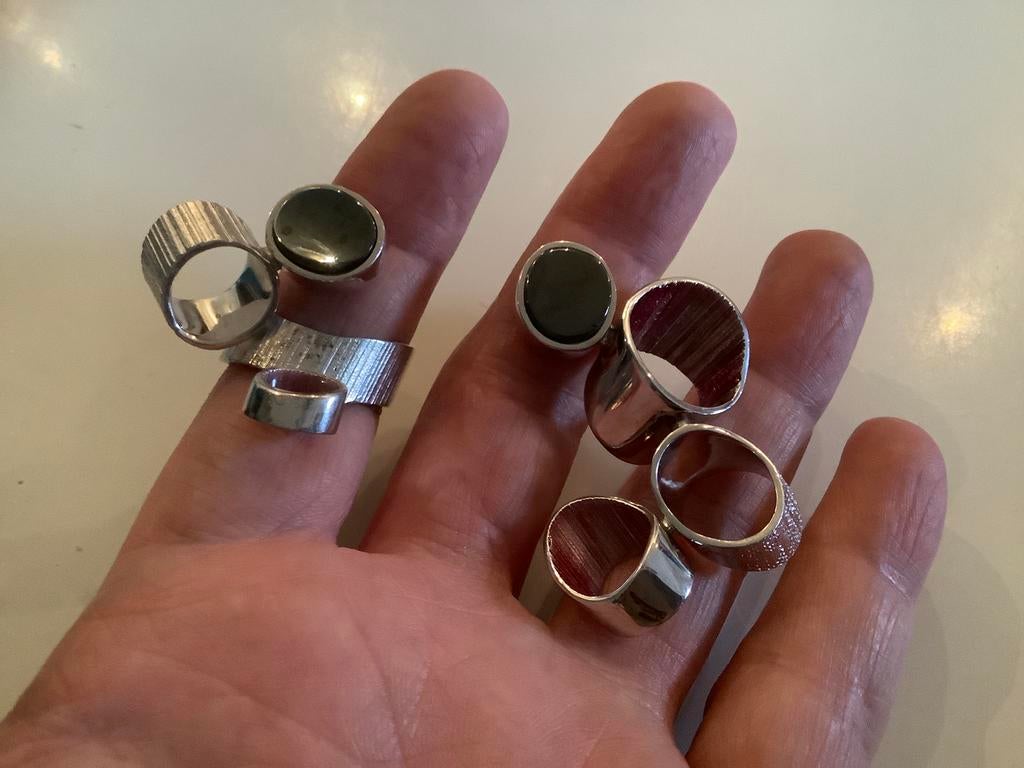 Daniel Vior zilver set ring  Kettinghanger Tubs Emaille Onyx, Verzenden, Zo goed als nieuw, 17 tot 18, Met edelsteen