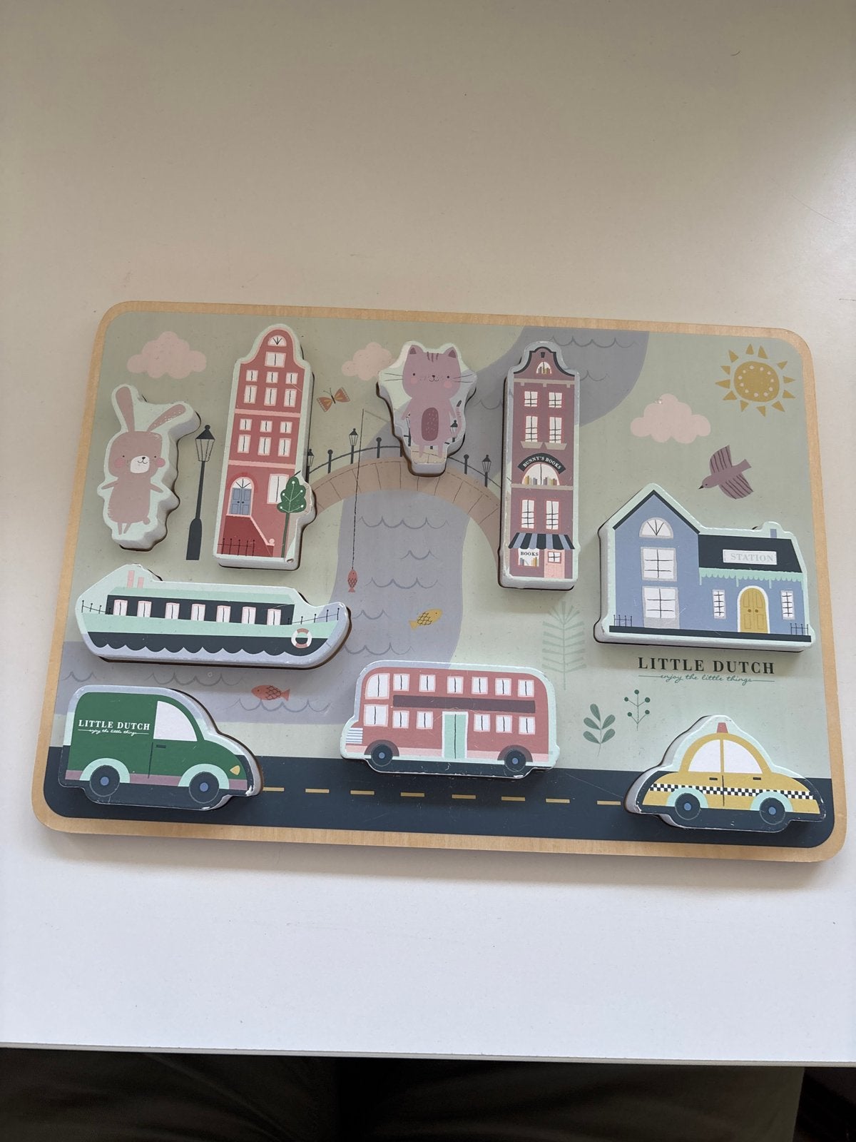 Little Dutch Houten Puzzel Stad, Kinderen en Baby's, Speelgoed | Houten speelgoed, Ophalen of Verzenden, Zo goed als nieuw, Overige typen