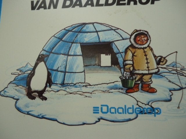sticker oud Eskimo strip daalderop iglo pinquin vissen retro, Verzenden, Zo goed als nieuw, Bedrijf of Vereniging