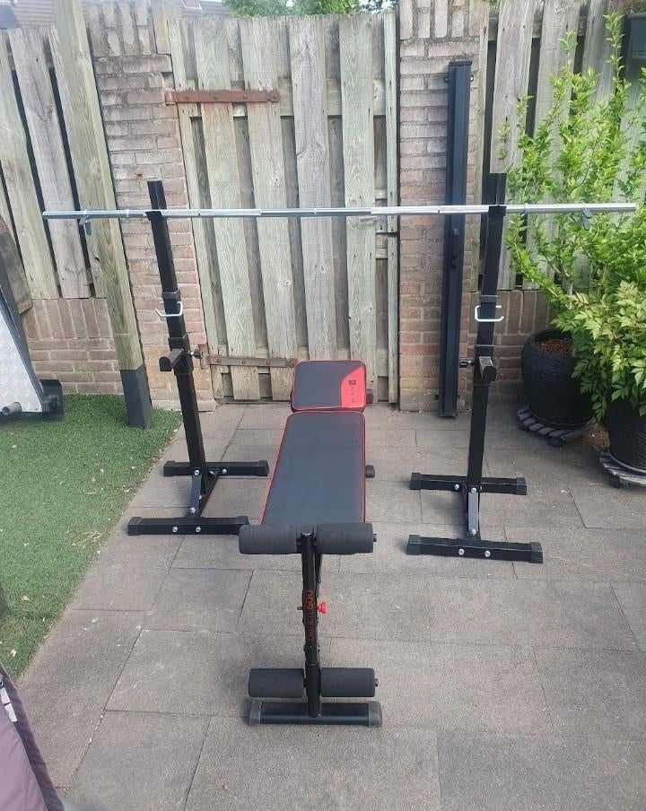 Squat rack met verstelbaar fitnessbankje, Ophalen, Zo goed als nieuw, Benen