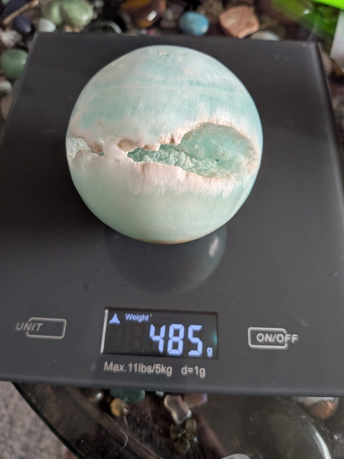 Caribbean blue calciet bol., Ophalen of Verzenden, Mineraal