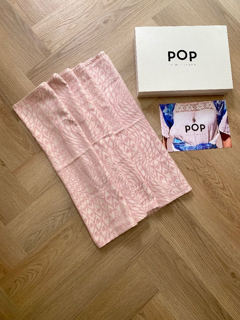 Artipoppe POP Baby Wrap – Peacock Dusty Pink – maat 4, Draagdoek, Buik of Rug, Zo goed als nieuw, Ophalen