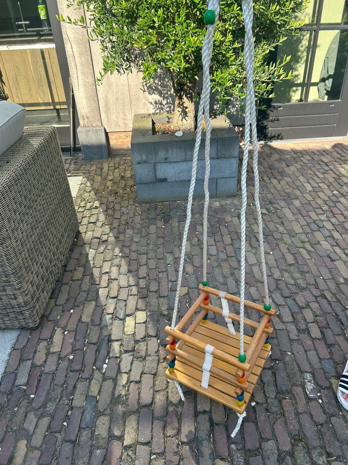 Houten peuter schommel, Kinderen en Baby's, Speelgoed | Buiten | Speeltoestellen, Ophalen, Nieuw, Schommel