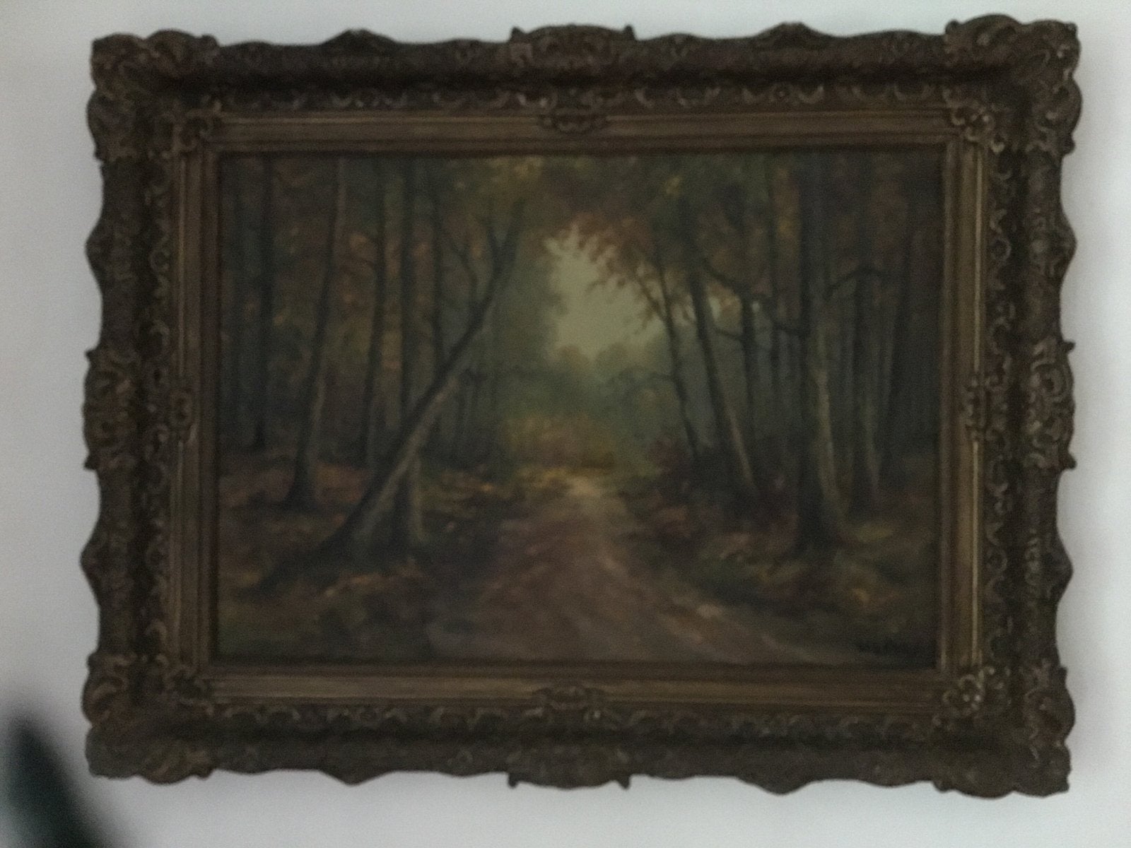 Prachtig boslandschap in antieke lijst - Gesigneerd, Antiek en Kunst, Ophalen