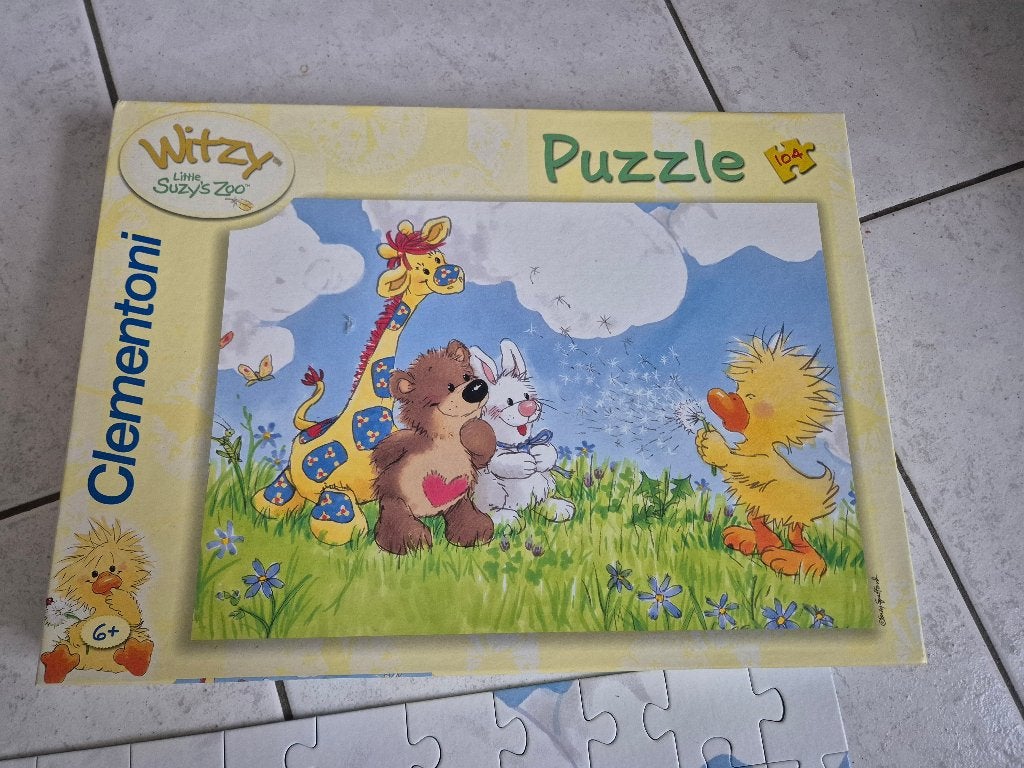 Vrolijke puzzel 104 stukjes, Ophalen of Verzenden, Meer dan 50 stukjes, Zo goed als nieuw, 6 jaar of ouder