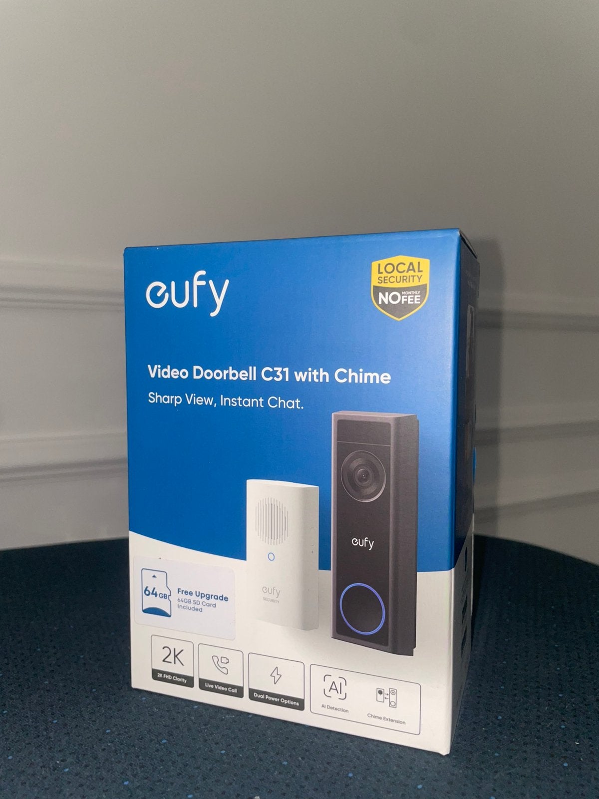 Eufy Video Deurbel met Chime C31 | Baterij | 2K, Ophalen of Verzenden, Zo goed als nieuw