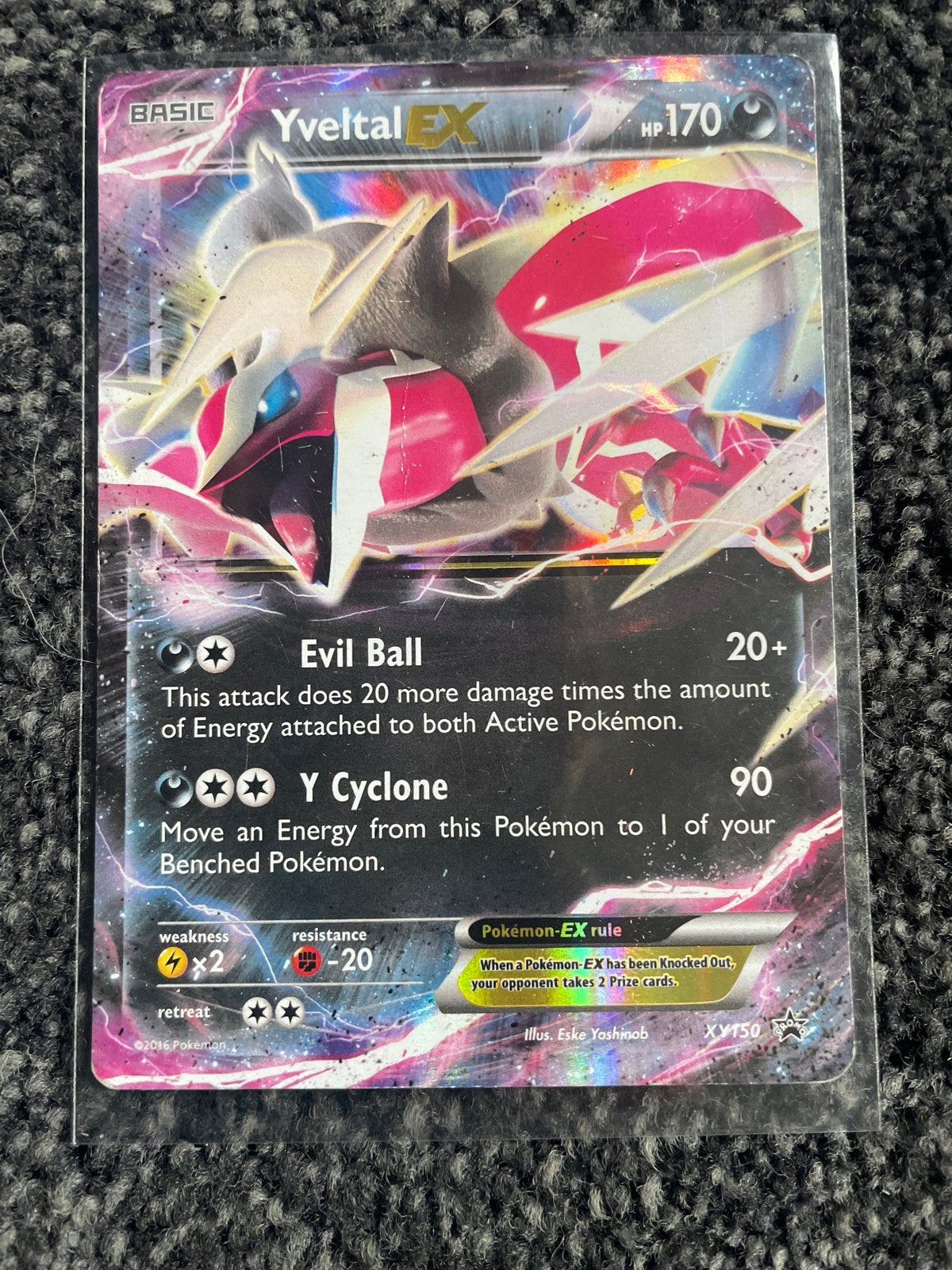 Yveltal EX Pokémon Kaart XY150 - Foil, Ophalen of Verzenden, Zo goed als nieuw, Losse kaart, Foil