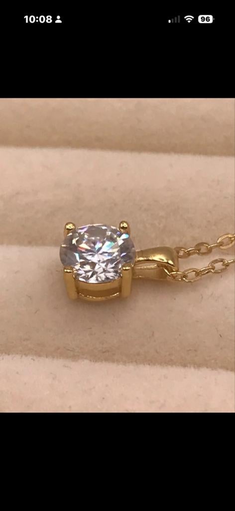 Gouden ketting met Moissanite hanger - 1.0 karaat, Sieraden, Tassen en Uiterlijk, Ophalen of Verzenden, Nieuw, Goud, Met edelsteen