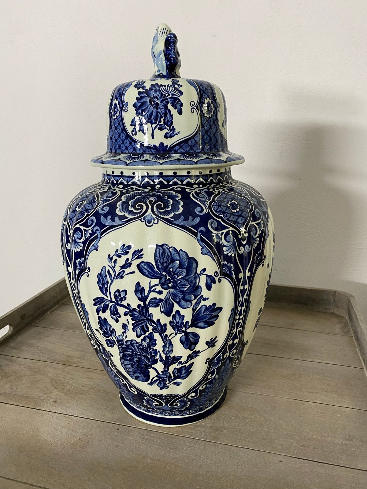Grote Delfts Blauwe Vaas met Deksel - Sphinx Boch, Ophalen